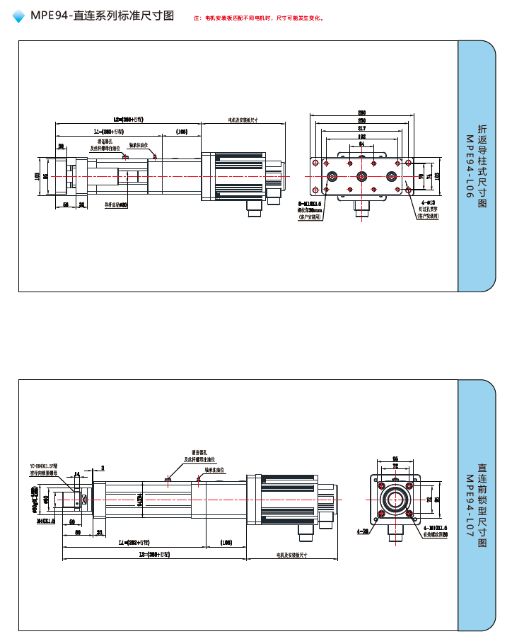 MPE94電缸直連標(biāo)準(zhǔn)尺寸圖